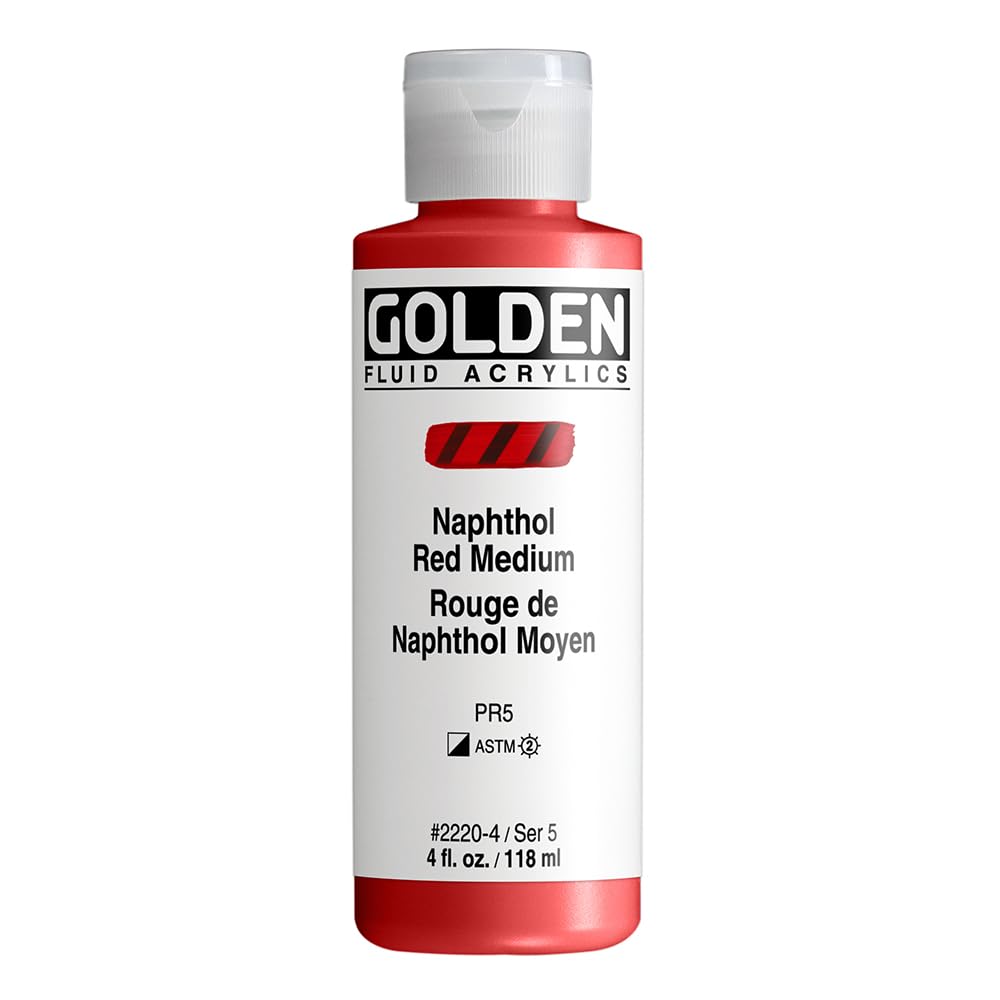 Golden Artist Colors Fluid Acrylic Paint Color (Naphthol Red Medium, 4 Oz)