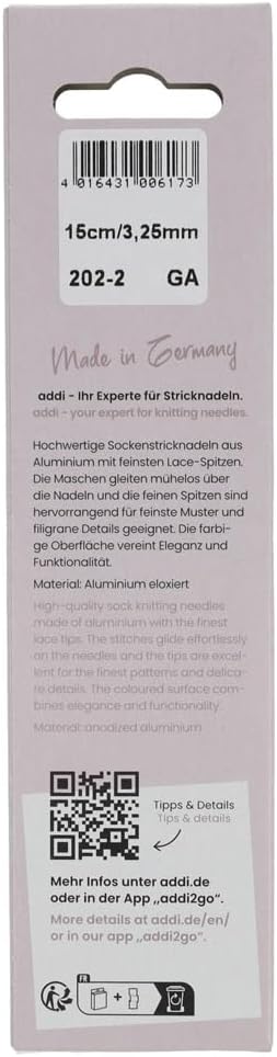 Addi Mystic Lace Double-Pointed Knitting Needles 15cm 3.25mm - 1 Piece
