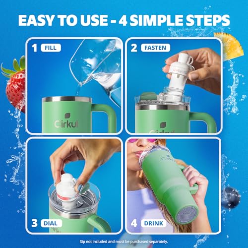 Image of Cirkul 40oz. Eucalyptus Stainless Steel Tumbler with Handle, All-Day StrawSip, Double-Wall Insulated