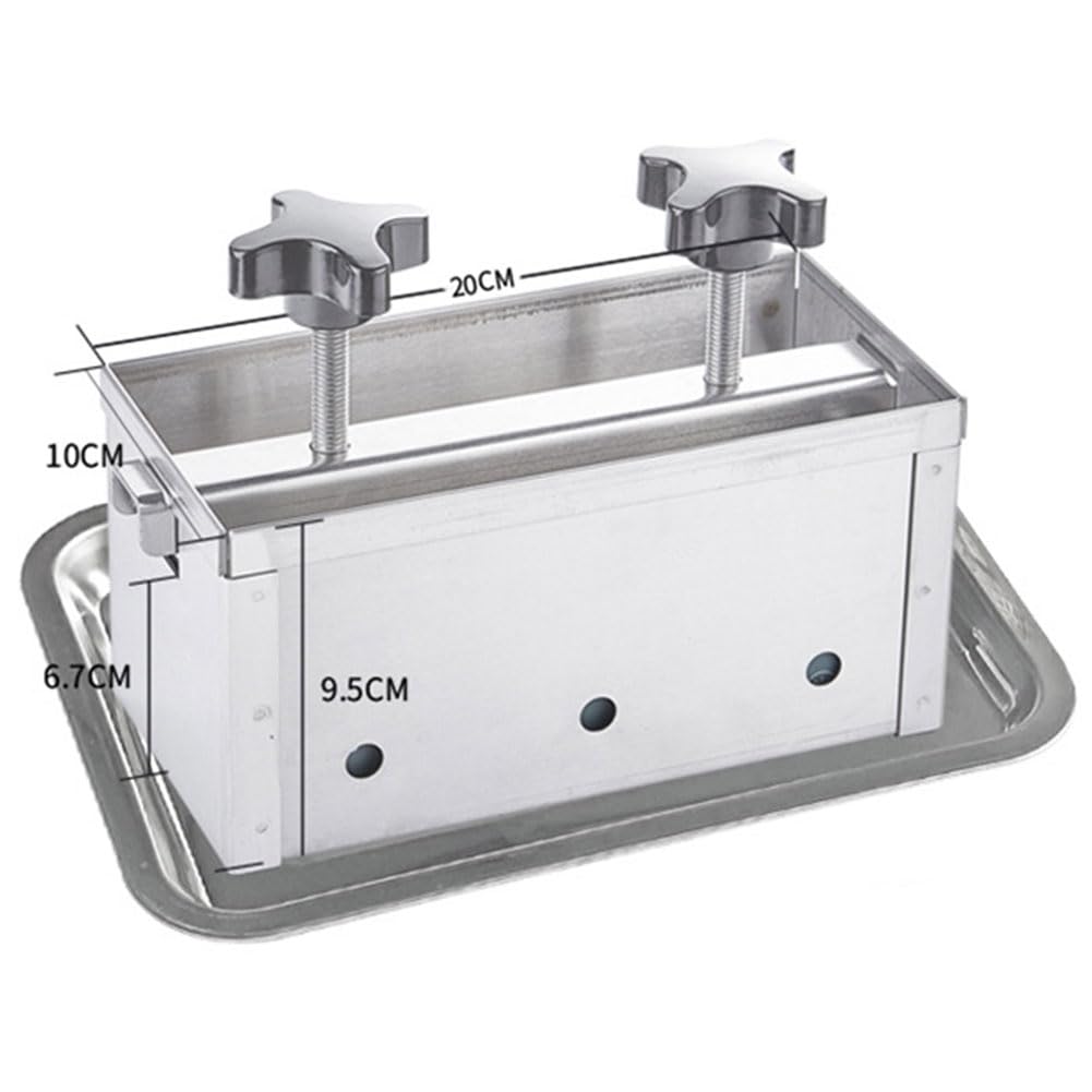 SICWEDIM Stainless Steel Meat Press Mould for Stuffed Burgers - Hamburger Patty Maker with Twin-Screw Pressurization Device for Grilling Beef (1KG)
