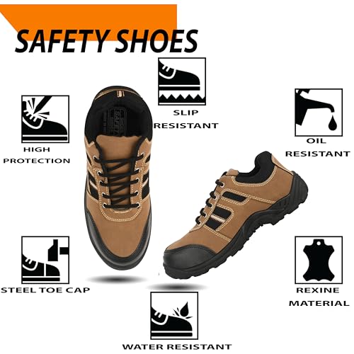 Image of ELECANT Lace-up Steel Toe Safety Shoes for Factory and Industrial Work for Men
