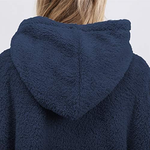 TRISTIN Thicken Sherpa Fluffle Sweatshirt Blanket Warm Cozy Oversized Wearable Pocket Hoodie for Women Men and Teens