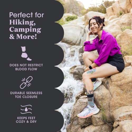 Image of ToughCutie Sasha the Fierce Bear Merino Wool Hiking Socks for Women, Thick Cushion Moisture Wicking Hiker Crew Boot Socks