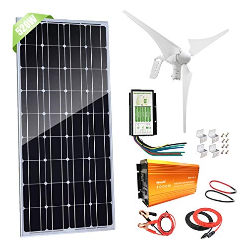 Buy 1000W Solar & Wind Power Kits Cabin Off Grid System for Charging 12V Battery 400W Wind