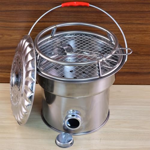 Estufa portátil de metal con tapa, incinerador grueso para fuego exterior, hoguera de leña para el hogar y el jardín