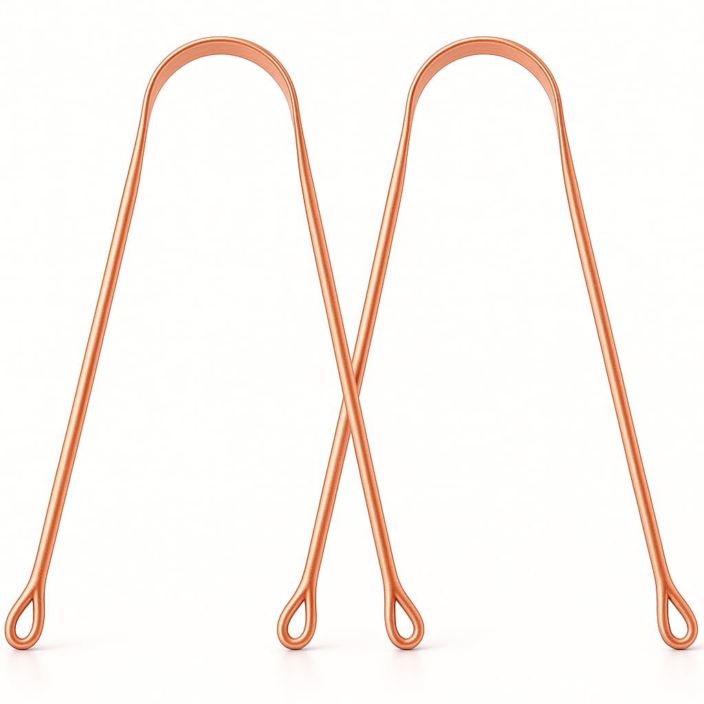 Set of 2 Copper Tongue Cleaner for Adults U Shaped Tongue Scraper | Durable, Rust-Resistant & Reusable Oral Hygiene Tool for Fresh Breath and Daily Cleaning