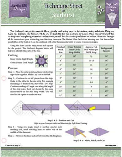 Studio 180 Design Technique Sheet - no. 21, for Starburst LeMoyne Quilt Blocks Using The Rapid Fire LeMoyne Star Tool