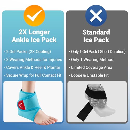 Image of Comfytemp Ankle Ice Pack Wrap Brace for Swelling, Foot Pain Relief, 2 Gel Packs for Injuries Reusable, Hot Cold Compress Therapy for Plantar Fasciitis Relief, Heel Spur, Achilles Tendonitis, Swelling