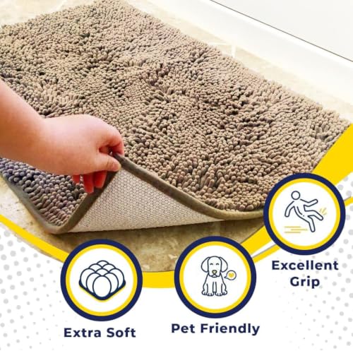 Image of Muddy Mat | Super Water Absorbent Door Mat Indoor, Microfiber Quick Dry Chenille Entryway Rug, Slip Resistant Front Door Mat, Indoor Mats for Entryway, Machine Washable Pet Rug, Sand 36 inch x 72 inch