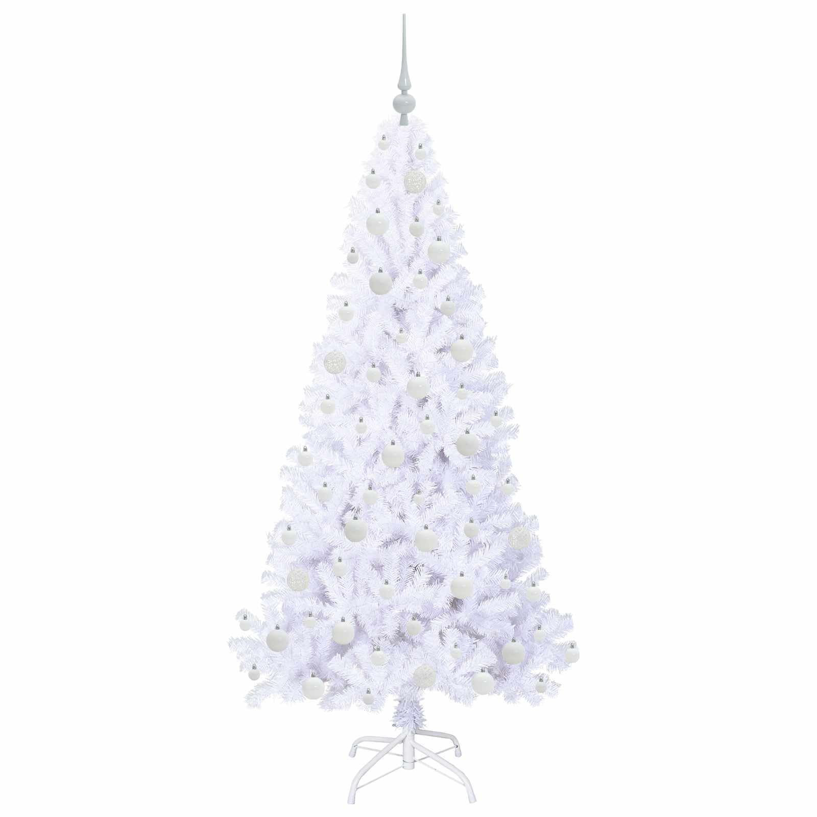 Albero di Natale artificiale bianco 180 cm, design sottile in PVC e acciaio, con 300 luci a LED, 8 modalità, funzionamento USB per interni e terrazza protetta, decorazione festiva