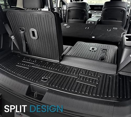 Image of Cargo Mat with Backrest Mats for 2024 2025 2026 Hyundai Santa Fe Car Mat Accessories, All Weather TPE Protector Cargo Liner Trunk Mat(Cargo Mat with Backrest Mats)