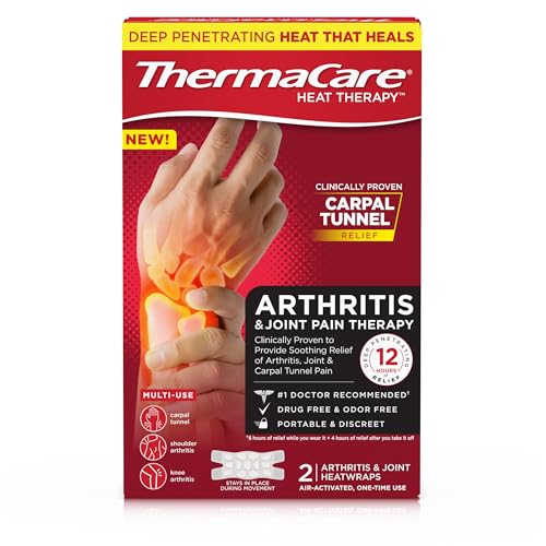 ThermaCare Arthritis Heat Wraps, Targeted Joint Pain Relief for Hands, Wrists, & Knees, 8-Hour Therapeutic Heat Therapy, Flexible, Discreet, & Portable, Drug-Free, 2-Count