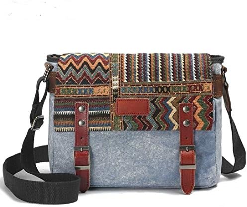 Canvas Messenger Bag for Women，Uarzt Vintage Shoulder Bag School College Satchel, fits Ipad, Kindle,Samsung (Blue)