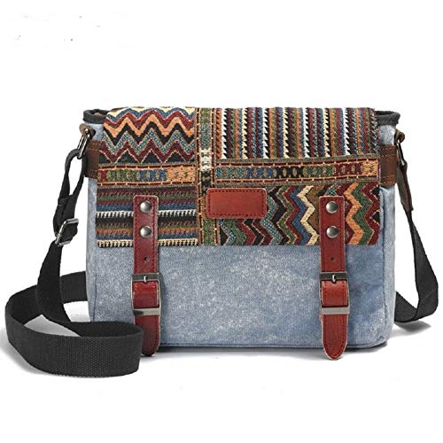 Canvas Messenger Bag For Women，Uarzt Vintage Shoulder Bag School College Satchel, Fits Ipad, Kindle,Samsung (Blue) #TOP4