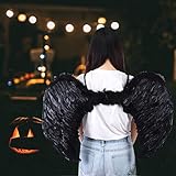 Engelsflügel, 23,6 x 31,5 x 0,8 cm, Federflügel, Halloween-Performance, für Kinder/Erwachsene (Schwarz)