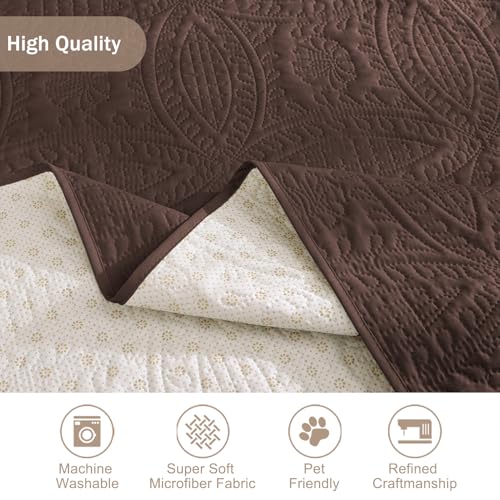 Image of Soft Couch Cover 2 Cushion Sofa, Water-Repellent Sofa Slipcovers for Loveseat, Machine Washable Love Seat Quilted Couch Covers, Pet Friendly Loveseat Slipcovers (Loveseat 56 inch, Chocolate)