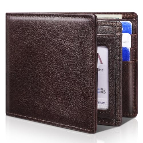 Image of Artpaxy Mens Wallet Bifold Genuine Leather RFID Blocking Wallet for Men with 1 ID Window 13 Card Holders 2 cash pockets 1 Gift Box