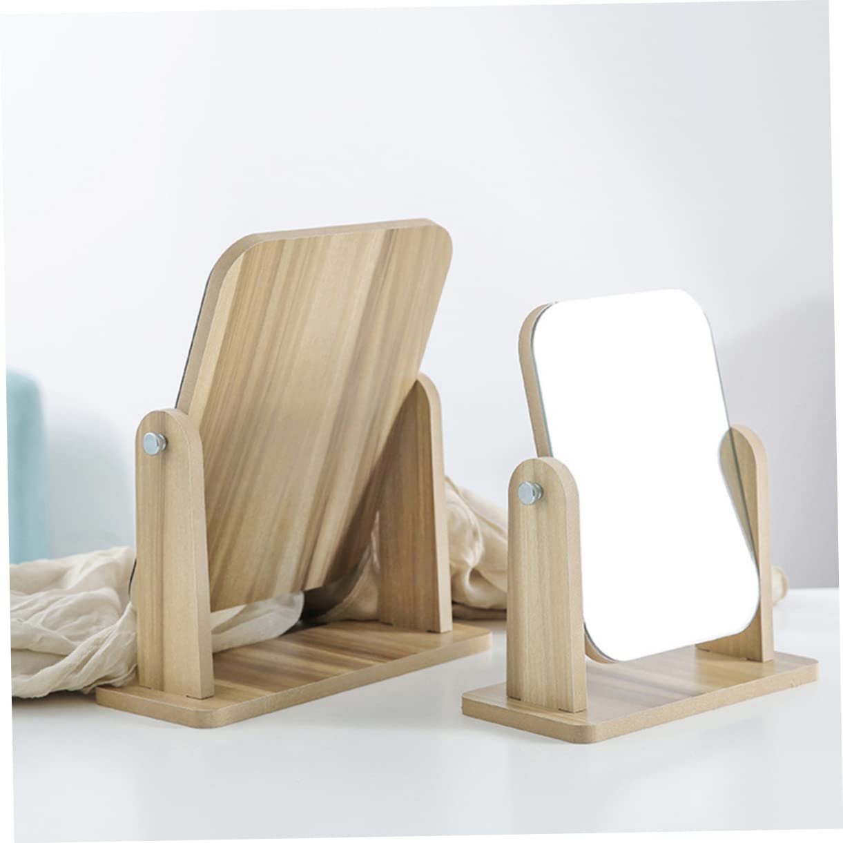 Specchio cosmetico in legno da 1 pezzo con luci tavolo(24.5L x 27.5W cm)
