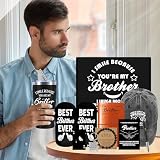 NVTROVI 10 PCS Brother Gifts from Sister with 20 Oz Tumbler Journal Cap Bracelet Socks Pen, Birthday Christmas Christian Gift for Brother Adult, Son, Nephew, Grandson