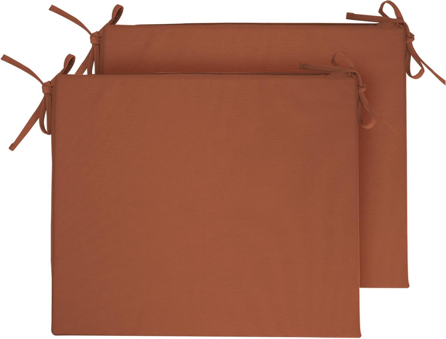 Outdoor Chair Cushions, Waterproof Patio Furniture Cushions Outdoor Square Chair Pads with Ties for Dining Chairs and Garden Furniture Decoration, 18.5"x16"x2" Set of 2, Brick Red 2 Count Red