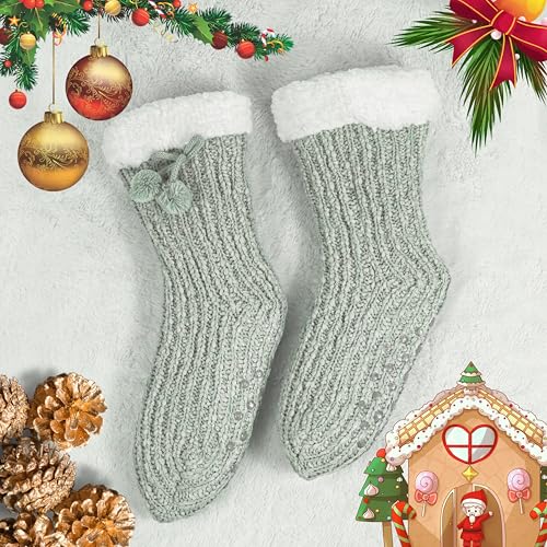 Image of BenSorts Women Thick Christmas Slipper Socks Non Slip Grippers Size 6-10