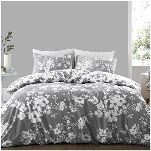 GC GAVENO CAVAILIA Luxury Floral Super King Size Duvet Set Blue Bedding, Easy Care Birds Print Polycotton Reversible Quilt Sets