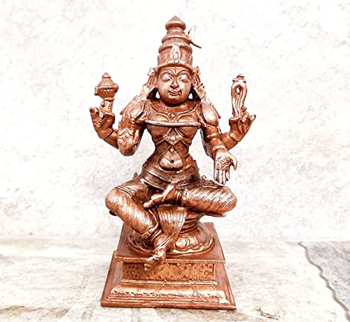Image of Copper Idols of god Bhuvaneshvari 4.3 inches, 500 Grams, Patina Antique Finish, Pack of 1 Piece