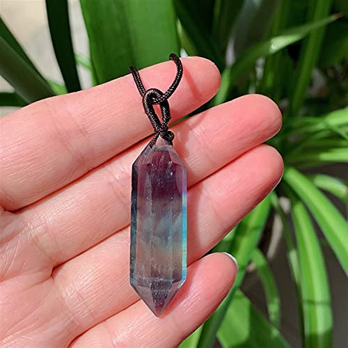 QWEQWE Gran Piedra Natural Cristal joyería Lapis amatistas Opal Rosa Cuarzo obsidiano péndulo Colgante Collar Amuleto (Metal Color : Fluorite) Cover