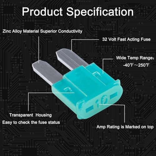 Image of KMH 15A Micro2 Fuse Kit Automotive Blade Fuses Kit for Car, Truck, RV, Boat, Motorcycle and Marine Vehicles |Circuit Breaker Protection Electronic Fuses Holder Safe Power Distribution, Pack of 5