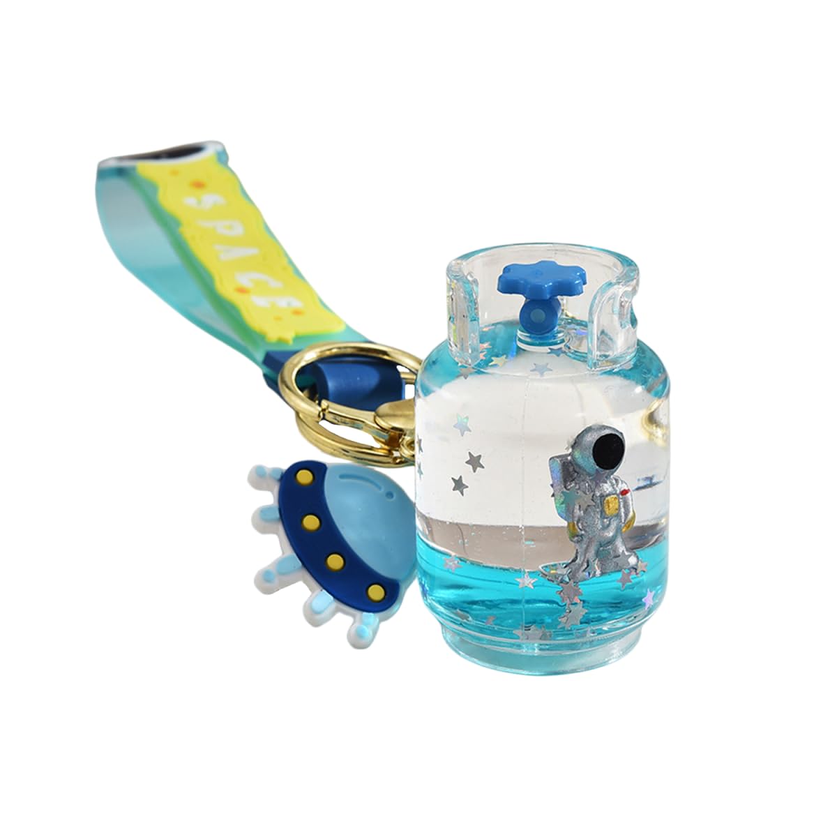 ZDHC Gas Cans Floating Astronaut Keychain Cute Moving Blue Liquid Quicksand Moon Spaceman Keyring Car Bag Charm for Girls
