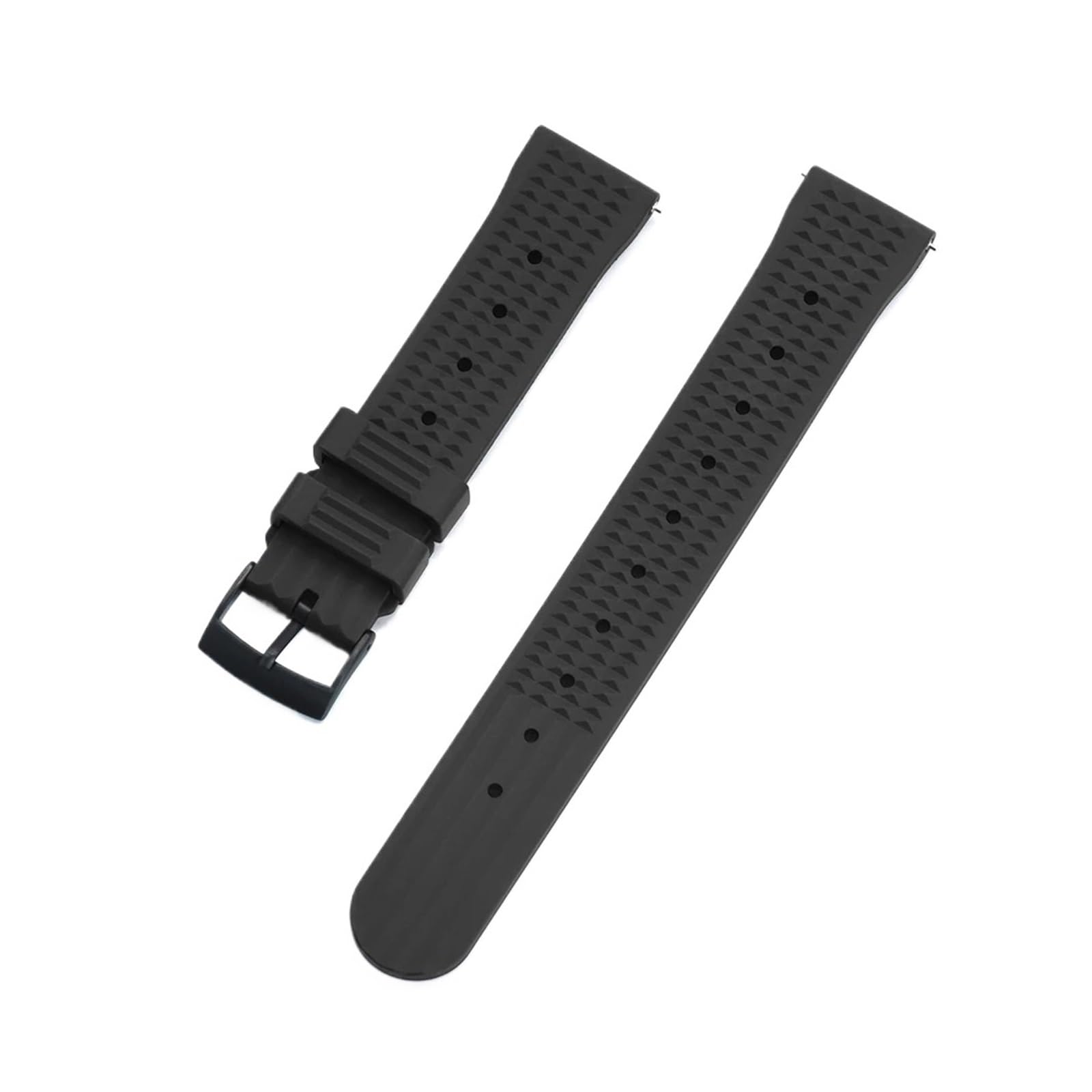 Uhrenarmband， Fluorkautschuk-Armband for Herren(Black Black,22mm)