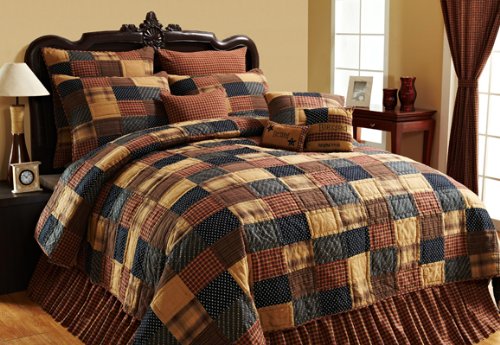 VHC-Brands-Americana-Primitive-Patriotic-Patch-Red-Bed-Skirt-Queen VHC Brands Americana Primitive Patriotic Patch Red Bed Skirt Queen