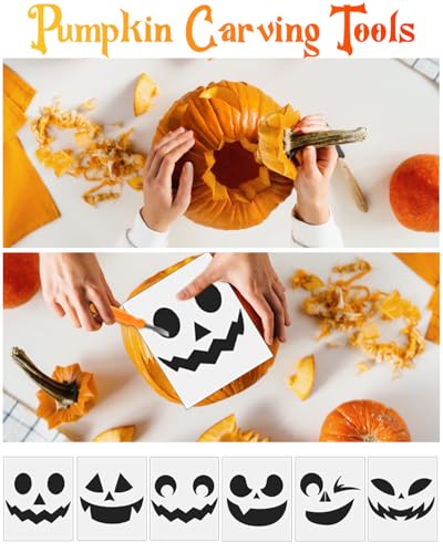 Daover Halloween Kürbis Schnitzset, 13 Stück Kürbis Schnitzen Set, Premium Edelstahlwerkzeug, DIY Halloween Dekoration Edelstahl Kürbis Schnitzwerkzeuge für Erwachsene und Kinder