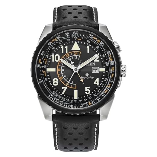 Citizen Relógio masculino Eco-Drive Promaster Air Nighthawk, pulseira de couro preto, mostrador preto, tempo duplo (modelo: BJ7137-07E)
