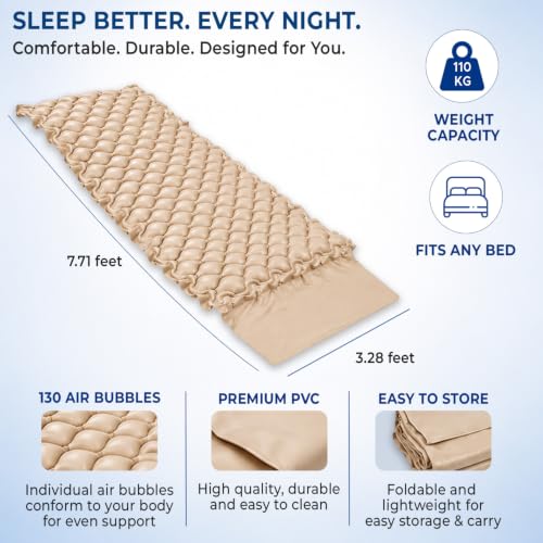Image of Dr. Odin OAM001 Anti-Decubitus Electric Portable Air Mattress | Back Support, Quick Inflation, Pressure Adjustment | Ideal for Bedridden Patients | 240x100x6, Brown (Large)