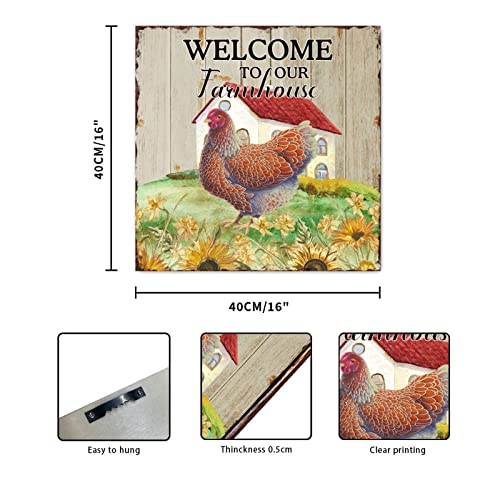 Panneau en bois coq rouge décoration murale cuisine rustique