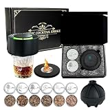 Electric Whiskey Smoker Kit, No Butane Needed, Rechargeable Cocktail Smoker Kit with 6 Wood Chips, Sphere Ice Mold, Old Fashioned Drink Smoker Kit for Drinks & Food, Gifts for Men