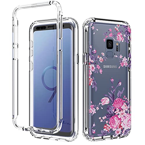 Coque Galaxy S9 antichoc et transparente avec motif floral rose élégant