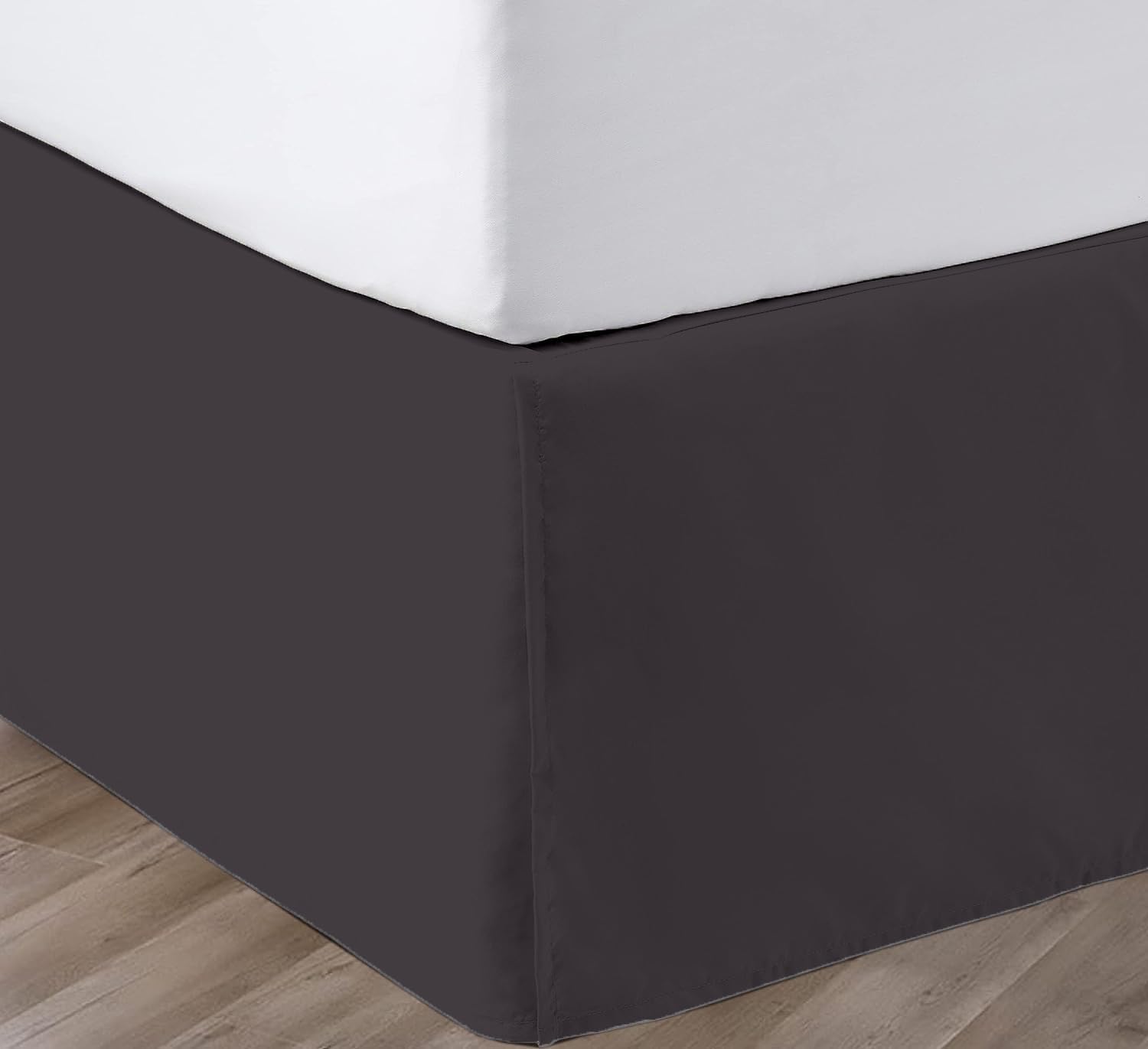 SGI Bedding 16 inch Drop Bed Skirt King Size - Platform Style with Secure Fit, Classic Tailored Look, Elegant Pleated Style Dust Ruffle, Split Corners, Wrinkle Resistant Microfiber - Dark Grey