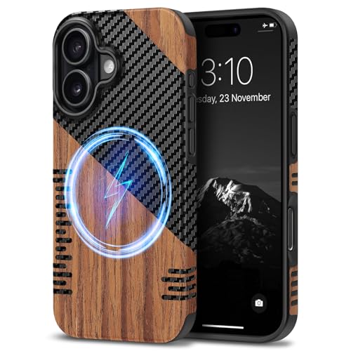 Coque iPhone 17 protectrice bois carbone MagSafe anti-rayures