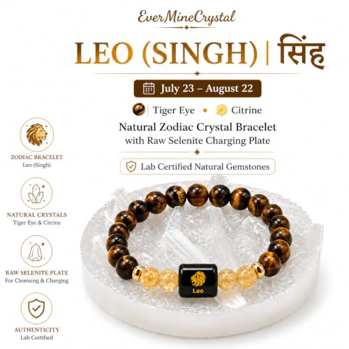 Image of Zodiac Crystal Bracelet with Raw Selenite Plate for Men & Women | Aries, Taurus, Gemini, Cancer, Leo, Virgo, Libra, Scorpio, Sagittarius, Capricorn, Aquarius & Pisces Rashi Bracelet | Astrology Healing Crystal Gift