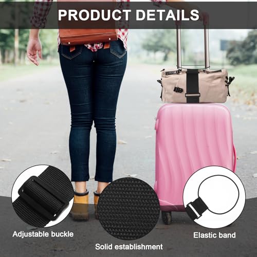 Image of TIESOME 2 Pack Adjustable Luggage Fastening Strap for Carry Bag, Elastic Luggage Fastening Strap Elastic Travel Belt Straps Travel Bag Security Carry On Straps Accessories for Baggage Handbag Purse