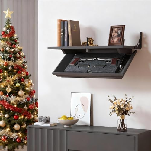 Lvifur 24 Compact Gun Shelf with Lock for Wall Mount Display Black