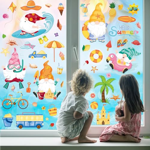 Kangtaixin Fensterbilder Kinderzimmer Sommer Deko, 9 Blatt Fensteraufkleber...