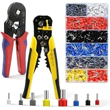 CNQLIS Self-Adjusting Wire Stripper Ferrule Crimping Tool Kit, AWG 24-10 Automatic Electrical Wire Stripper Tool with AWG 23-7 Ratchet Wire Crimper Plier, 1200Pcs Wire End Ferrule Terminals Connectors