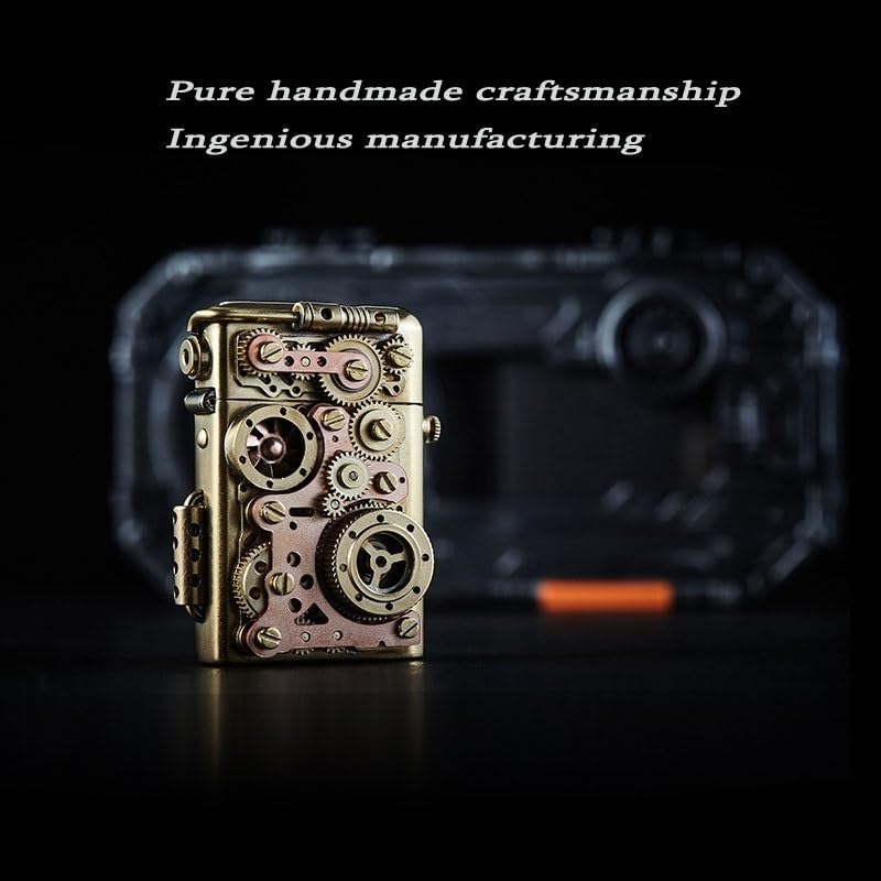 Encendedor de queroseno vintage estilo mecánico, recargable miniatura 4
