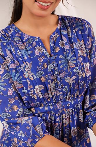 Image of Janasya Women's Georgette Floral Printed Flared Dress