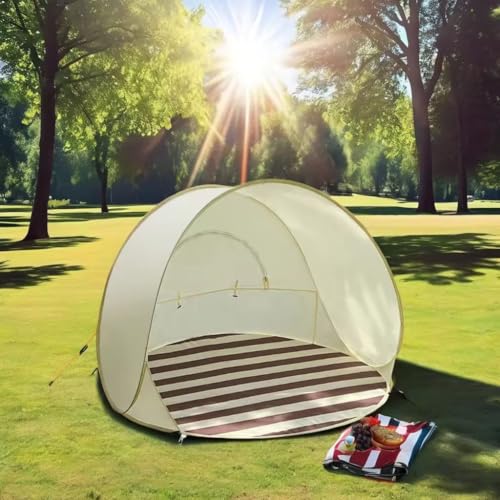 Image of CREDLOUS Pop Up Portable Tent Sun Protection Beach Tent for Fishing Picnic Beach Green Stripes L | Outdoor Sports | Camping & Hiking | Tents & Canopies