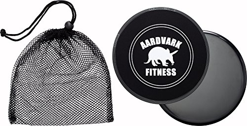AARDVARK Gliding Discs - Core Sliders for Strength and Stability - Abdominal and Glutes Exercise Slides for Home and Gym Work Out - Works on Carpet and Hardwood Floors (Black)
