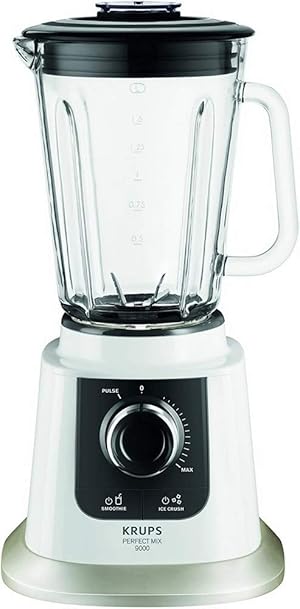 Krups Perfect Mix 9000 KB5031 Batidora De Vaso, 850 W, 1.5 L, Acero Inoxidable/Vidrio, Transparente/Blanco
